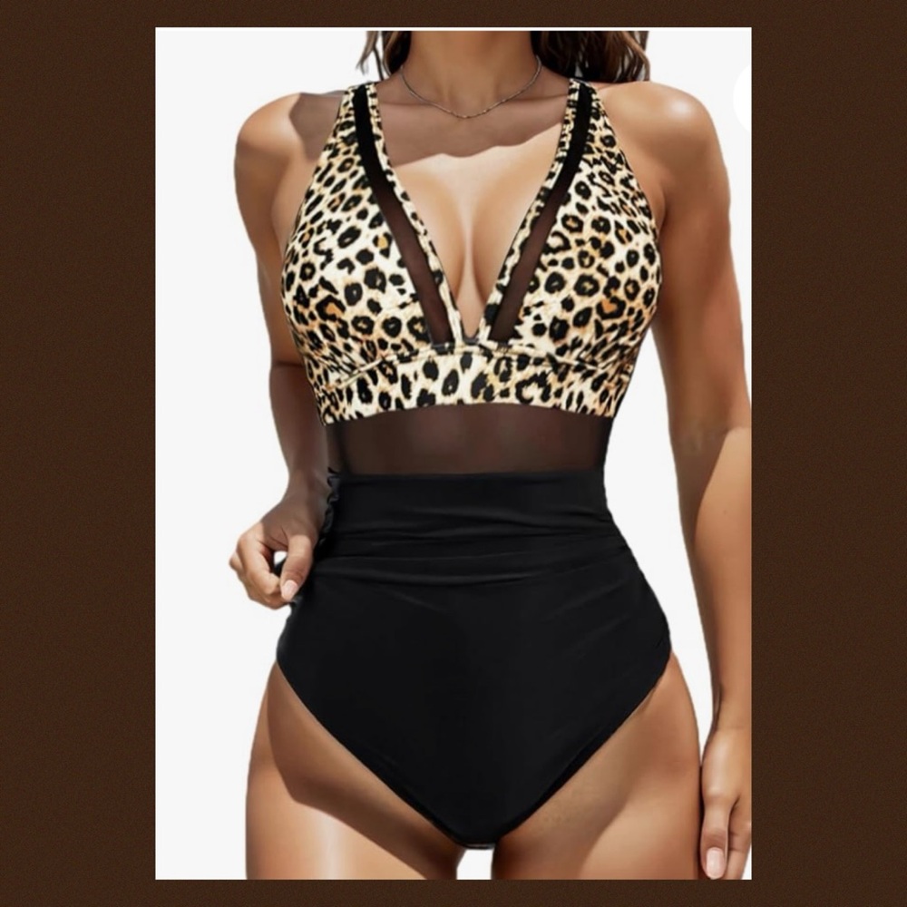Leopard Print Mesh Swimsuit